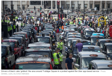 UK London taxi protest against uber